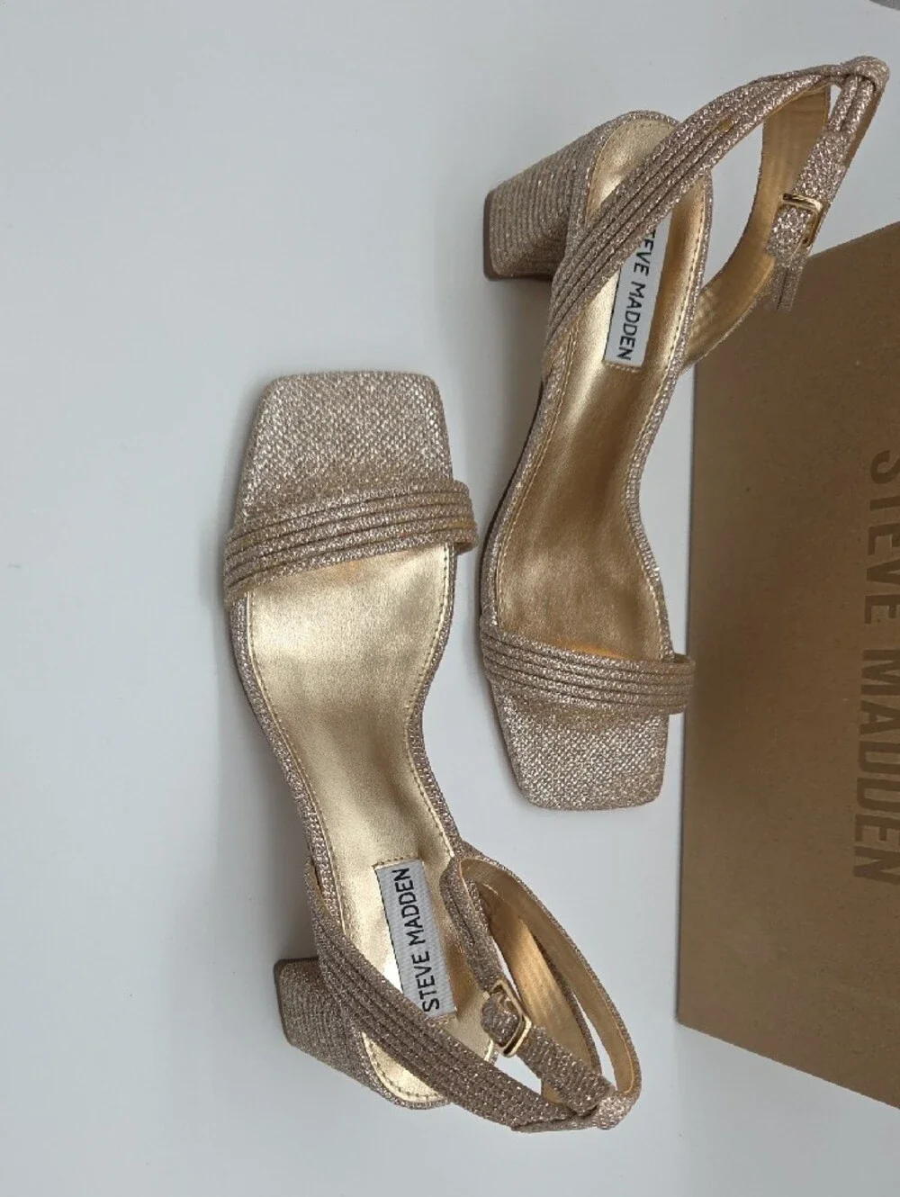 Steve Madden Rose Gold Strappy Block Heel Sandals